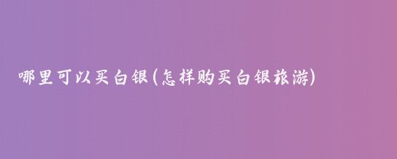 哪里可以买白银(怎样购买白银旅游)