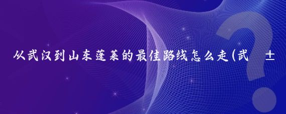 从武汉到山东蓬莱的最佳路线怎么走(武汉到山东旅游线路)