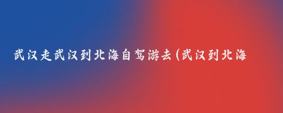 武汉走武汉到北海自驾游去(武汉到北海旅游花费)