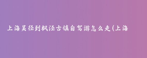 上海吴径到枫泾古镇自驾游怎么走(上海枫泾古镇自驾旅游)