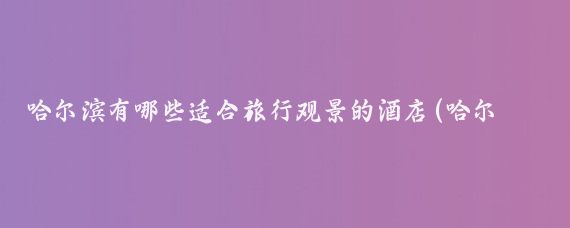 哈尔滨有哪些适合旅行观景的酒店(哈尔滨旅游酒店推荐)