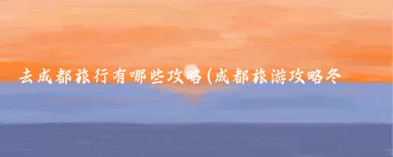 去成都旅行有哪些攻略(成都旅游攻略冬天)