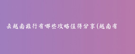 去越南旅行有哪些攻略值得分享(越南有哪些旅游措施)