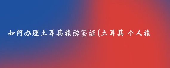 如何办理土耳其旅游签证(土耳其 个人旅游 签证)