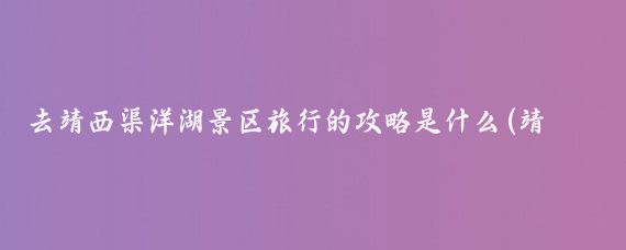 去靖西渠洋湖景区旅行的攻略是什么(靖西旅游攻略山东)