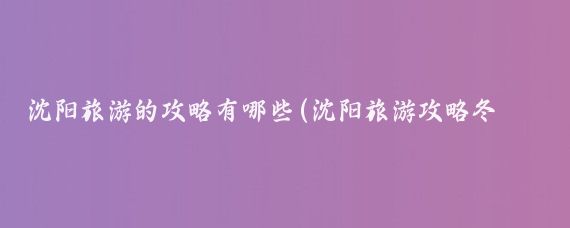 沈阳旅游的攻略有哪些(沈阳旅游攻略冬季)