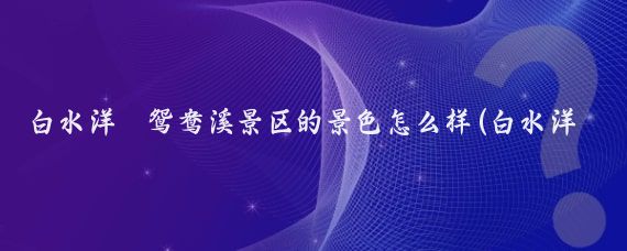 白水洋·鸳鸯溪景区的景色怎么样(白水洋鸳鸯溪旅游景区)